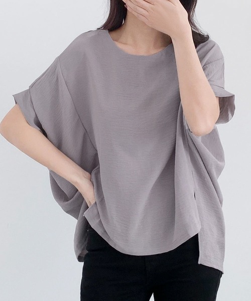 LOWO(ロワ)の「ドルマンスリーブ カットソー 半袖(Tシャツ/カットソー・レディース・グレー/ライトベージュ/ブラック/ホワイト・FREE)」の17枚目の写真