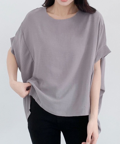 LOWO(ロワ)の「ドルマンスリーブ カットソー 半袖(Tシャツ/カットソー・レディース・グレー/ライトベージュ/ブラック/ホワイト・FREE)」の18枚目の写真