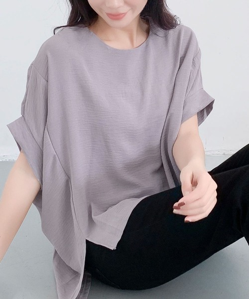 LOWO(ロワ)の「ドルマンスリーブ カットソー 半袖(Tシャツ/カットソー・レディース・グレー/ライトベージュ/ブラック/ホワイト・FREE)」の20枚目の写真