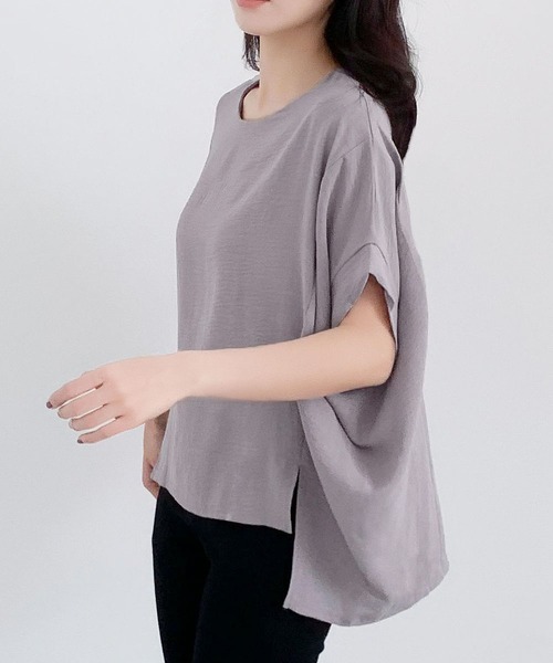 LOWO(ロワ)の「ドルマンスリーブ カットソー 半袖(Tシャツ/カットソー・レディース・グレー/ライトベージュ/ブラック/ホワイト・FREE)」の21枚目の写真
