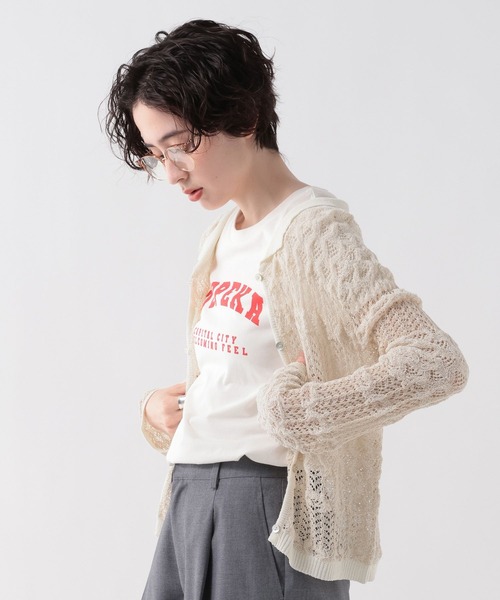 GEORGE'S（ジョージズ）の「ガラアミポロカーティガン（カーディガン/ボレロ・レディース・ブラック/ブラウン系その他/オフホワイト・FREE）」の11枚目の写真