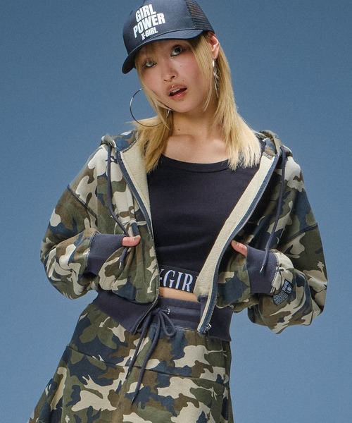 エックスガール　カモフラ　マウンテンパーカー　2 X-girl - x-girl 迷彩柄 マウンテンパーカーJACKET 防風の通販 by