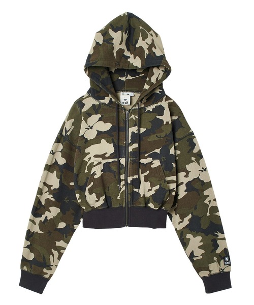 HIBISCUS CAMOUFLAGE ZIP UP SWEAT HOODIE（パーカー）｜X-girl
