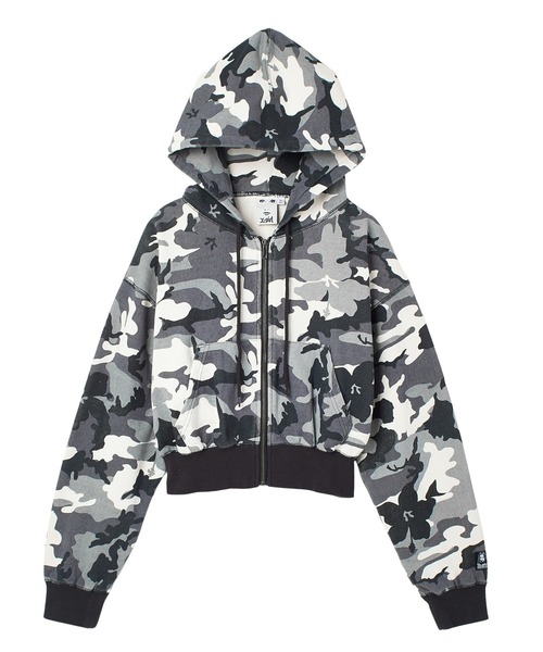 HIBISCUS CAMOUFLAGE ZIP UP SWEAT HOODIE（パーカー）｜X-girl