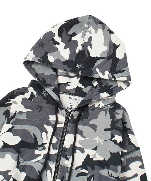 HIBISCUS CAMOUFLAGE ZIP UP SWEAT HOODIE（パーカー）｜X-girl