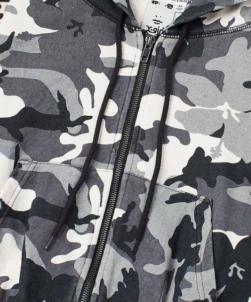 HIBISCUS CAMOUFLAGE ZIP UP SWEAT HOODIE（パーカー）｜X-girl