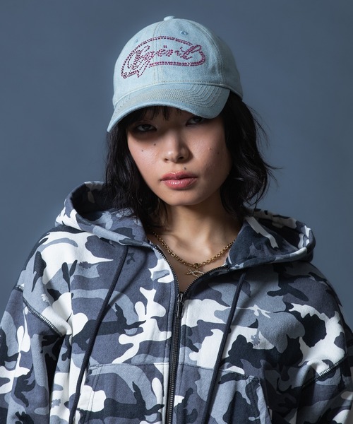 X-girl(エックスガール)の「HIBISCUS CAMOUFLAGE ZIP UP SWEAT HOODIE(パーカー・レディース・グレー/カモフラージュ・S/M)」の3枚目の写真