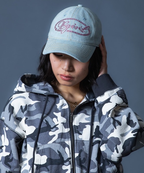 X-girl(エックスガール)の「HIBISCUS CAMOUFLAGE ZIP UP SWEAT HOODIE(パーカー・レディース・グレー/カモフラージュ・S/M)」の5枚目の写真
