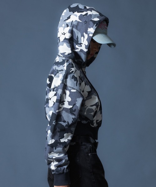 HIBISCUS CAMOUFLAGE ZIP UP SWEAT HOODIE（パーカー）｜X-girl