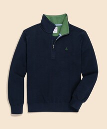 BROOKS BROTHERS | コットン　フレンチリブ　GFロゴ　ハーフジップ　モックネックプルオーバー(スウェット)