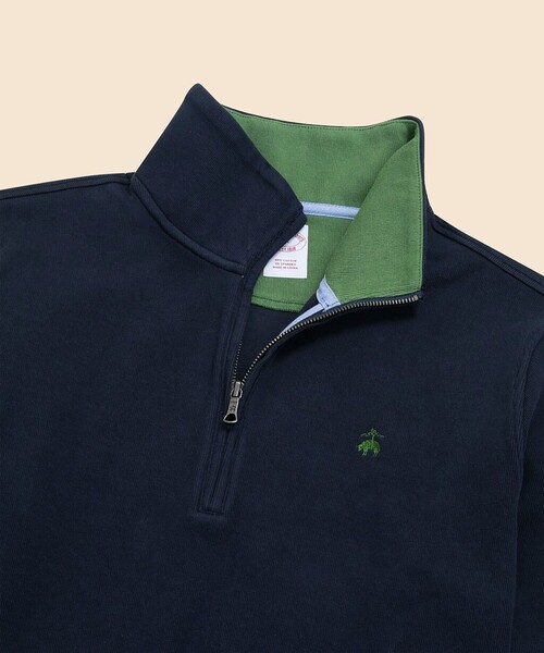 BROOKS BROTHERS（ブルックスブラザーズ）の「コットン　フレンチリブ　GFロゴ　ハーフジップ　モックネックプルオーバー（スウェット・メンズ・ネイビー/ブルー/グリーン・LARGE/MEDIUM/SMALL/X-LARGE）」の6枚目の写真