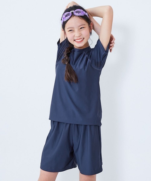 SEIWA GAKUEN 練習着　半袖ネイビー UVカット 女児 セパレート Tシャツ&パンツ型 スクール水着（水着