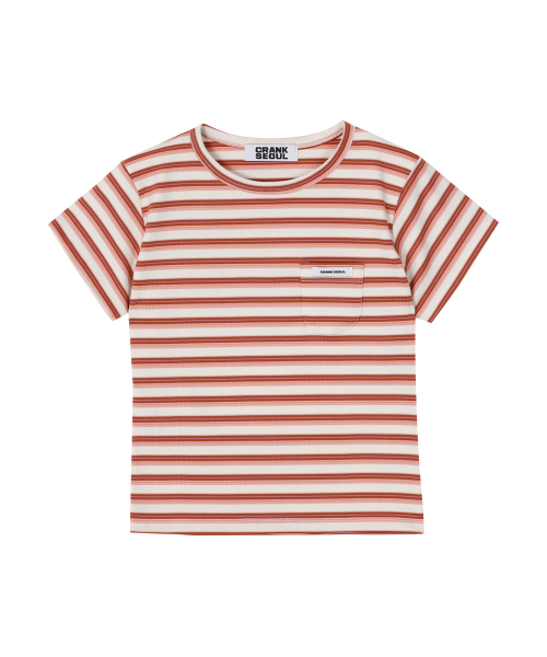 CRANK（クランク）の「ストライプポケットTシャツ_オレンジ（Tシャツ/カットソー・レディース・その他・FREE）」の5枚目の写真
