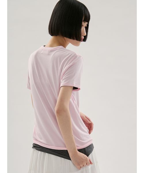 emmi(エミ)の「バンブーショートスリーブカットソー(Tシャツ/カットソー・レディース・ダークグレー/ピンク/ホワイト・F)」の14枚目の写真
