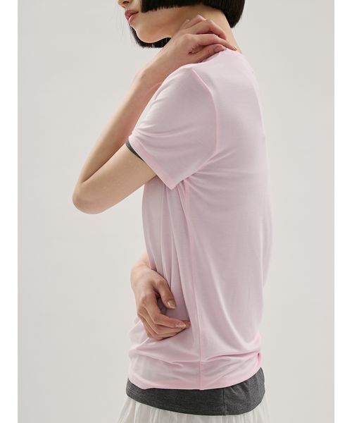 emmi(エミ)の「バンブーショートスリーブカットソー(Tシャツ/カットソー・レディース・ダークグレー/ピンク/ホワイト・F)」の15枚目の写真