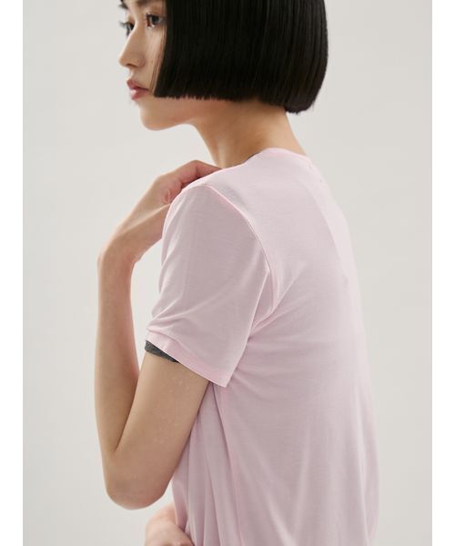 emmi(エミ)の「バンブーショートスリーブカットソー(Tシャツ/カットソー・レディース・ダークグレー/ピンク/ホワイト・F)」の18枚目の写真
