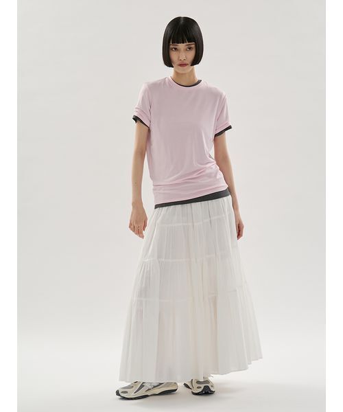 emmi(エミ)の「バンブーショートスリーブカットソー(Tシャツ/カットソー・レディース・ダークグレー/ピンク/ホワイト・F)」の20枚目の写真