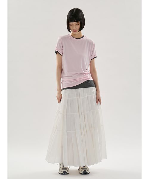 emmi(エミ)の「バンブーショートスリーブカットソー(Tシャツ/カットソー・レディース・ダークグレー/ピンク/ホワイト・F)」の21枚目の写真