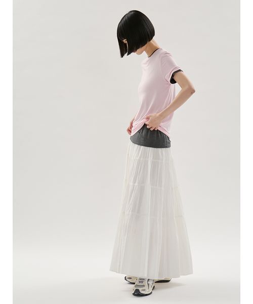 emmi(エミ)の「バンブーショートスリーブカットソー(Tシャツ/カットソー・レディース・ダークグレー/ピンク/ホワイト・F)」の22枚目の写真
