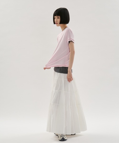 emmi(エミ)の「バンブーショートスリーブカットソー(Tシャツ/カットソー・レディース・ダークグレー/ピンク/ホワイト・F)」の6枚目の写真