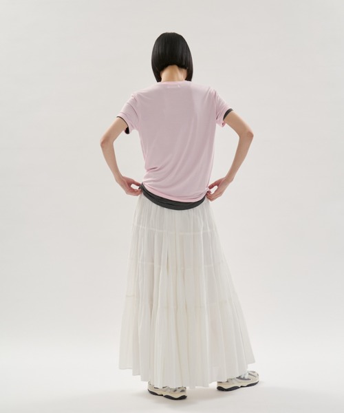 emmi(エミ)の「バンブーショートスリーブカットソー(Tシャツ/カットソー・レディース・ダークグレー/ピンク/ホワイト・F)」の7枚目の写真