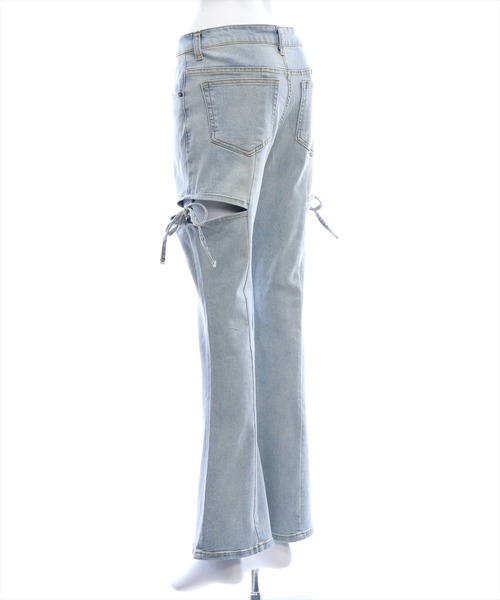 clear（クリア）の「【低身長対応／サイズ展開あり】サイドスリットリボン付きフレアデニムパンツ[カジュアル  ガーリー 着回し抜群 フェミニン]（デニムパンツ・レディース・ライトブルー/ブラック・S/PS/M）」の16枚目の写真