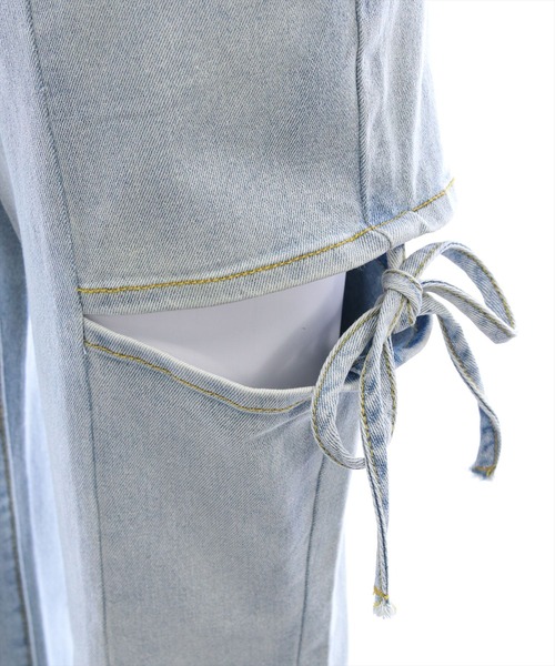 clear（クリア）の「【低身長対応／サイズ展開あり】サイドスリットリボン付きフレアデニムパンツ[カジュアル  ガーリー 着回し抜群 フェミニン]（デニムパンツ・レディース・ライトブルー/ブラック・S/PS/M）」の19枚目の写真