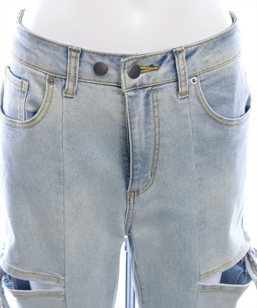 clear（クリア）の「【低身長対応／サイズ展開あり】サイドスリットリボン付きフレアデニムパンツ[カジュアル  ガーリー 着回し抜群 フェミニン]（デニムパンツ・レディース・ライトブルー/ブラック・S/PS/M）」の20枚目の写真