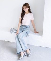 clear（クリア）の「【低身長対応/サイズ展開あり】サイドスリットリボン付きフレアデニムパンツ（デニムパンツ）」