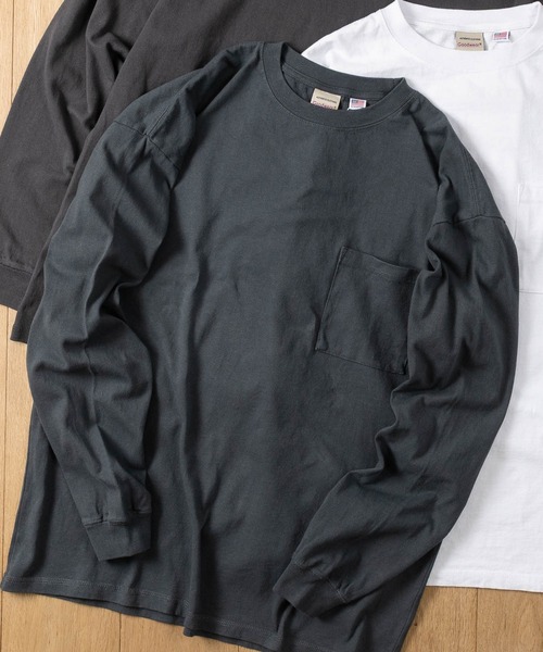 Goodwear（グッドウェア）の「【h】〔Goodwear/グッドウェア〕USAコットン ヘビーウェイト ポケット付きビッグシルエットTシャツ/無地/ロンT（Tシャツ/カットソー・メンズ・ホワイト/ネイビー/ブルー系その他/チャコールグレー/ブラック・MEDIUM/LARGE/X-LARGE）」の5枚目の写真