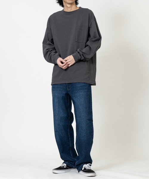 Goodwear（グッドウェア）の「【h】〔Goodwear/グッドウェア〕USAコットン ヘビーウェイト ポケット付きビッグシルエットTシャツ/無地/ロンT（Tシャツ/カットソー・メンズ・ホワイト/ネイビー/ブルー系その他/チャコールグレー/ブラック・MEDIUM/LARGE/X-LARGE）」の21枚目の写真