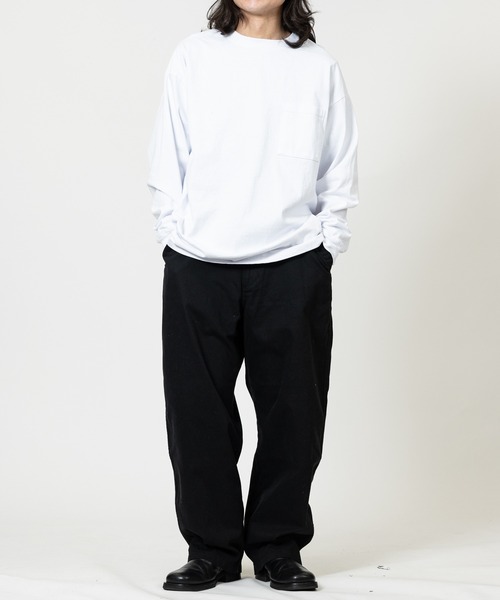 Goodwear（グッドウェア）の「【h】〔Goodwear/グッドウェア〕USAコットン ヘビーウェイト ポケット付きビッグシルエットTシャツ/無地/ロンT（Tシャツ/カットソー・メンズ・ホワイト/ネイビー/ブルー系その他/チャコールグレー/ブラック・MEDIUM/LARGE/X-LARGE）」の9枚目の写真