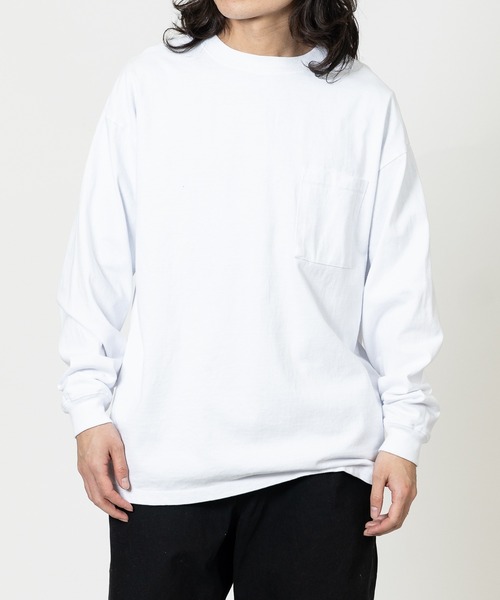 Goodwear（グッドウェア）の「【h】〔Goodwear/グッドウェア〕USAコットン ヘビーウェイト ポケット付きビッグシルエットTシャツ/無地/ロンT（Tシャツ/カットソー・メンズ・ホワイト/ネイビー/ブルー系その他/チャコールグレー/ブラック・MEDIUM/LARGE/X-LARGE）」の6枚目の写真
