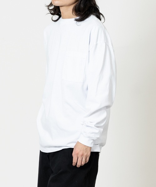 Goodwear（グッドウェア）の「【h】〔Goodwear/グッドウェア〕USAコットン ヘビーウェイト ポケット付きビッグシルエットTシャツ/無地/ロンT（Tシャツ/カットソー・メンズ・ホワイト/ネイビー/ブルー系その他/チャコールグレー/ブラック・MEDIUM/LARGE/X-LARGE）」の7枚目の写真