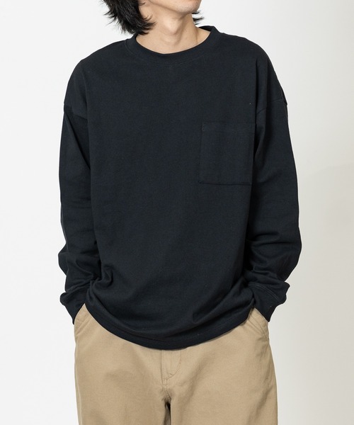 Goodwear（グッドウェア）の「【h】〔Goodwear/グッドウェア〕USAコットン ヘビーウェイト ポケット付きビッグシルエットTシャツ/無地/ロンT（Tシャツ/カットソー・メンズ・ホワイト/ネイビー/ブルー系その他/チャコールグレー/ブラック・MEDIUM/LARGE/X-LARGE）」の12枚目の写真