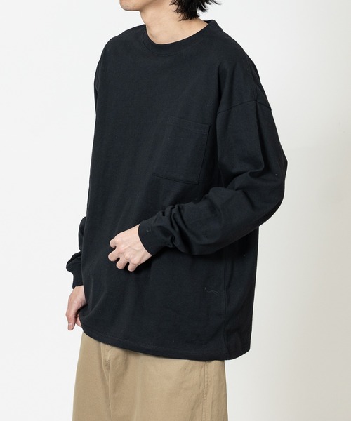 Goodwear（グッドウェア）の「【h】〔Goodwear/グッドウェア〕USAコットン ヘビーウェイト ポケット付きビッグシルエットTシャツ/無地/ロンT（Tシャツ/カットソー・メンズ・ホワイト/ネイビー/ブルー系その他/チャコールグレー/ブラック・MEDIUM/LARGE/X-LARGE）」の13枚目の写真
