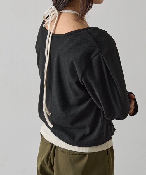 goocy（グーシー）の「カップ付きコードリボンタンクトップ（キャミソール・レディース・ブラック/ホワイト系その他・FREE）」の5枚目の写真