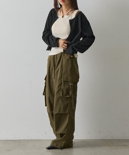 goocy（グーシー）の「カップ付きコードリボンタンクトップ（キャミソール・レディース・ブラック/ホワイト系その他・FREE）」の6枚目の写真