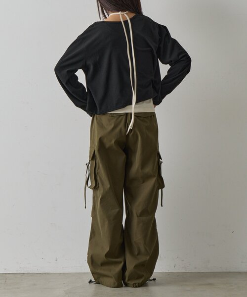 goocy（グーシー）の「カップ付きコードリボンタンクトップ（キャミソール・レディース・ブラック/ホワイト系その他・FREE）」の7枚目の写真