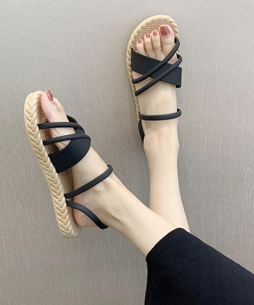 Miniministore(ミニミニストア)の「クロスベルトサンダル レディース 夏(サンダル・レディース・ブラック/アイボリー・L/S/M)」の5枚目の写真