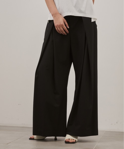 CITY TOKYO(シティトウキョウ)の「【CITY TOKYO/シティートウキョウ】Belt Tuck Pants/ベルトタックパンツ/ワイドパンツ(スラックス・レディース・ネイビー/グレー・1/2)」の9枚目の写真