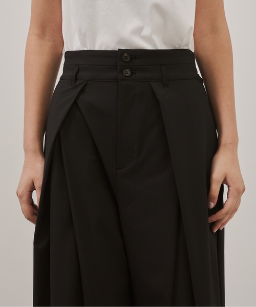 CITY TOKYO(シティトウキョウ)の「【CITY TOKYO/シティートウキョウ】Belt Tuck Pants/ベルトタックパンツ/ワイドパンツ(スラックス・レディース・ネイビー/グレー・1/2)」の11枚目の写真