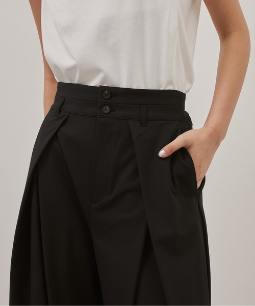 CITY TOKYO(シティトウキョウ)の「【CITY TOKYO/シティートウキョウ】Belt Tuck Pants/ベルトタックパンツ/ワイドパンツ(スラックス・レディース・ネイビー/グレー・1/2)」の12枚目の写真