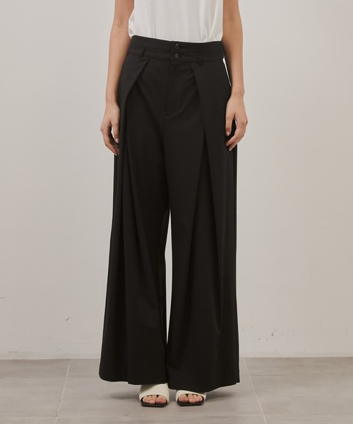 CITY TOKYO(シティトウキョウ)の「【CITY TOKYO/シティートウキョウ】Belt Tuck Pants/ベルトタックパンツ/ワイドパンツ(スラックス・レディース・ネイビー/グレー・1/2)」の15枚目の写真