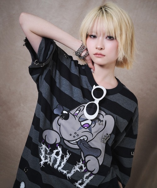 GALFY-バチバチピアスTee（Tシャツ/カットソー）｜GALFY（ガルフィー