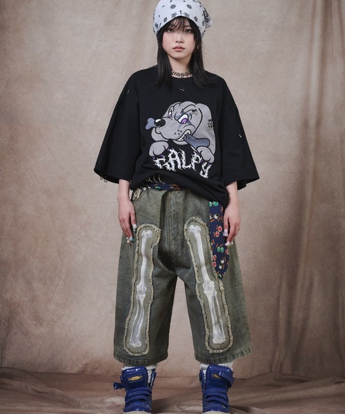GALFY(ガルフィー)の「GALFY-バチバチピアスTee(Tシャツ/カットソー・メンズ・チャコール/その他1/ブラック・L/XL)」の9枚目の写真