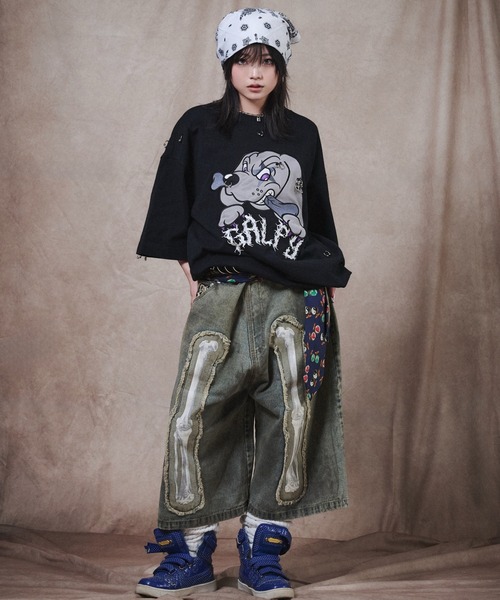 GALFY(ガルフィー)の「GALFY-バチバチピアスTee(Tシャツ/カットソー・メンズ・チャコール/その他1/ブラック・L/XL)」の10枚目の写真