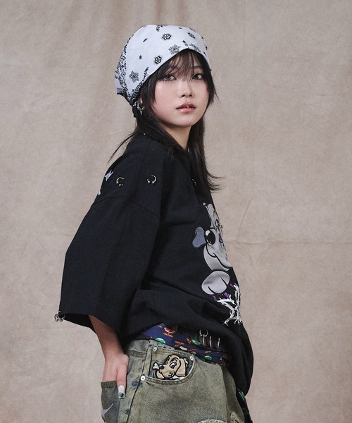 GALFY(ガルフィー)の「GALFY-バチバチピアスTee(Tシャツ/カットソー・メンズ・チャコール/その他1/ブラック・L/XL)」の8枚目の写真