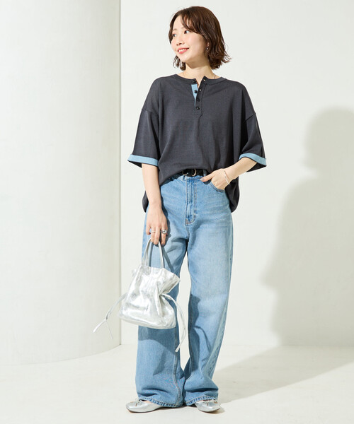 FREAK'S STORE（フリークスストア）の「限定展開 Relax Fit リラックスフィット クールタッチ 配色ヘンリーネック プルオーバー（その他トップス・メンズ・ブラック/チャコールグレー/ブラウン/ネイビー・LARGE/MEDIUM）」の21枚目の写真