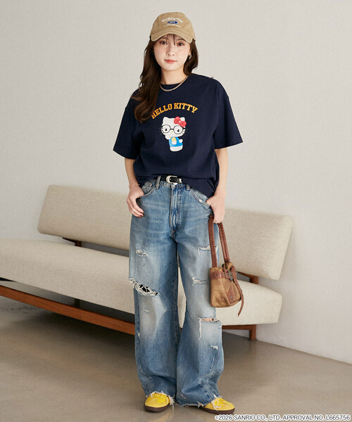 PUBLUX(パブリュクス)の「PUBLUX/パブリュクス ”SANRIO CHARACTERS/サンリオキャラクターズ” 眼鏡 カレッジ風 プリントTシャツ 限定展開(Tシャツ/カットソー・レディース・ブラック/ピンク/ライトグレー/ネイビー/オフホワイト/チャコールグレー・フリ-)」の14枚目の写真